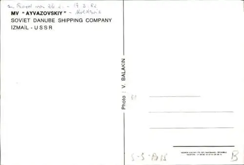 Ak Izmail Russland, MV Ayvazovskiy, Soviet Danube Shipping Company