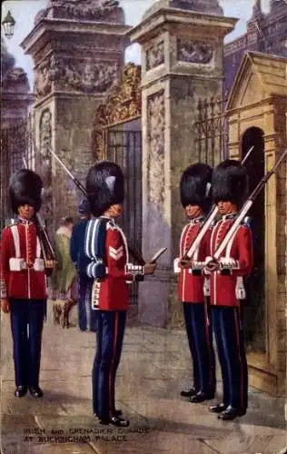 Künstler Ak City of Westminster London England, Buckingham Palace, Irish and Grenadier Guards