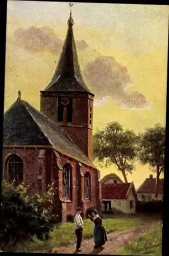 Künstler Ak Gerstenhauer, Johann Georg, niederländisches Motiv, Kirche