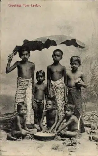 Ak Colombo Ceylon Sri Lanka, Gruppenbild einheimischer Kinder