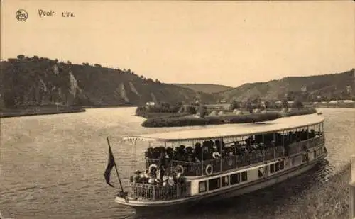 Ak Yvoir sur Meuse Wallonien Namur, L'Ile, Fahrgastschiff