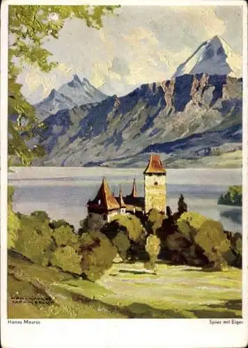 Künstler Ak Maurus, Hanns, Oberhofen am Thunersee Kanton Bern, Eiger