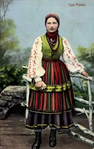 Ak Typy Polskie, Junge Frau in polnischer Tracht, Kleid