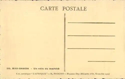 Ak Bou Saada Algerien, Un coin du Marché, Marktplatz