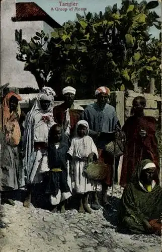 Ak Tangier Marokko, A Group of Moors, Eine Gruppe von Anwohnern