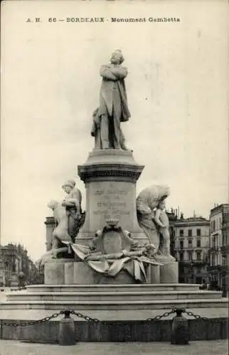 Ak Bordeaux-Gironde, Gambetta-Denkmal