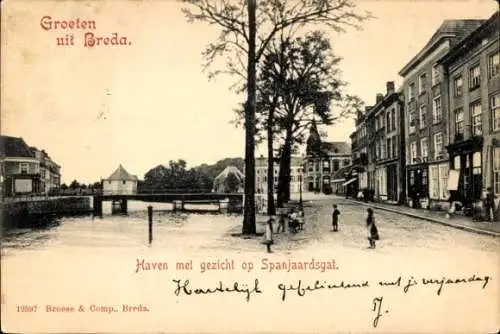 Ak Breda Nordbrabant Niederlande, Hafen, Spanjaardsgat