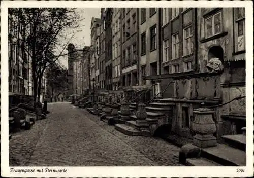 Ak Gdańsk Danzig, Blick in die Frauengasse mit Sternwarte, Wasserspeier