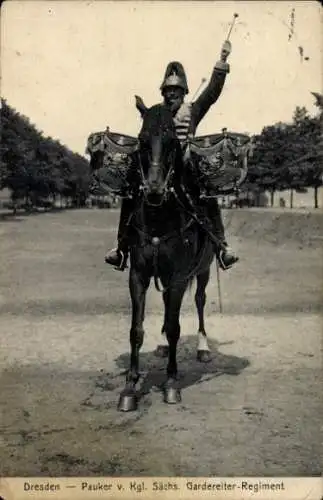 Ak Dresden, Kgl. Sächs. Gardereiter-Regiment, Pauker