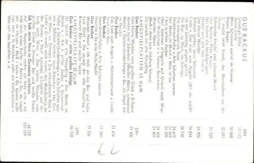 Ak Sänger Gus Backus, Polydor Verlag, Portrait, Diskographie, Autogramm