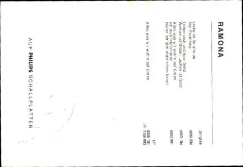 Ak Sängerin Ramona, Portrait, Autogramm