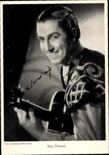 Ak Schauspieler und Sänger Vico Torriani, Portrait mit Gitarre, Autogramm