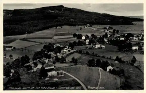 Ak Mühlbühl Nagel im Fichtelgebirge Oberfranken, Wurmloh, Hohe Matze, Fliegeraufnahme