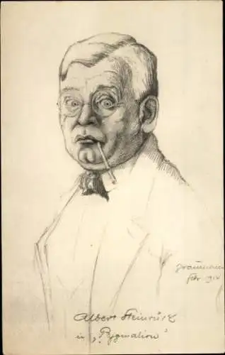 Ak Schauspieler Albert Steinrück, Portrait, Zeichnung Graumann 1914