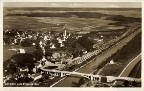 Ak Kellmünz an der Iller Schwaben, Fliegeraufnahme, Brücke