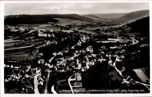 Ak Ebhausen im Schwarzwald Württemberg, Fliegeraufnahme, Luftkurort