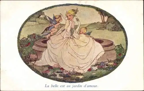 Künstler Ak Cramer, Rie, Vieilles Chansons, La belle est au jardin d'amour