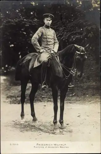 Ak Kronprinz Wilhelm von Preußen zu Pferde, Uniform