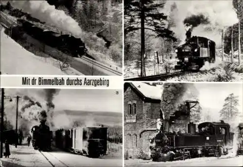 Ak Dampflokomotiven im Erzgebirge, Hammerunterwiesenthal, Niederschmiedeberg, Steinbach, Kretscham