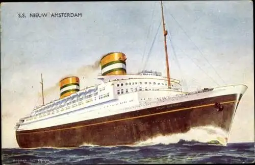 Künstler Ak Dampfschiff SS Nieuw Amsterdam, Holland America Line, HAL