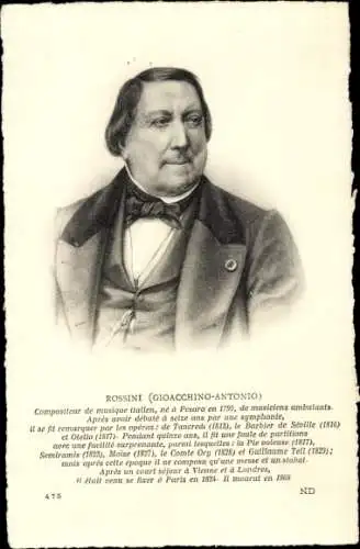 Ak Komponist Gioachino Rossini, Portrait