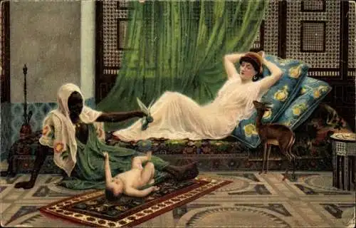 Künstler Ak Goodall, Frederick, Ein neues Licht im Harem, Reh, Baby, Stengel 29079