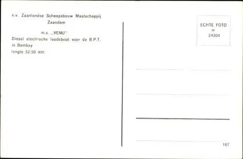 Ak NV Zaanlandse Scheepsbouw Maatschappij Zaandam, MS Venu, Pilot, Lotsenboot BPT