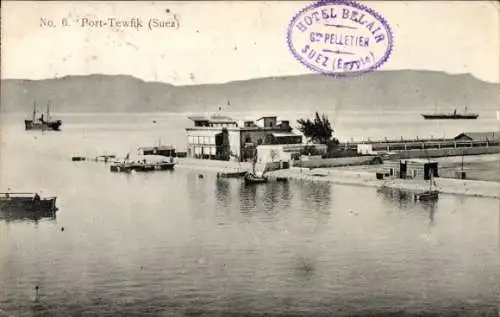 Ak Port Tewfik Suez Port Ägypten, Blick zum Hafen