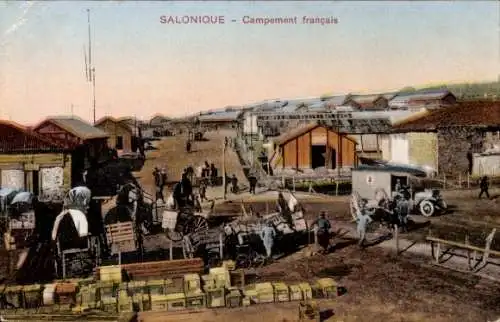 Ak Thessaloniki Griechenland, Campement francais, französisches Militärlager