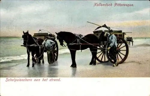 Ak Zandvoort Nordholland Niederlande, Schelpvisschers aan het Strand