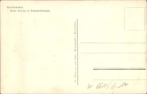 Ak Saarbrücken im Saarland, Ecke Reichs- und Bahnhofstraße