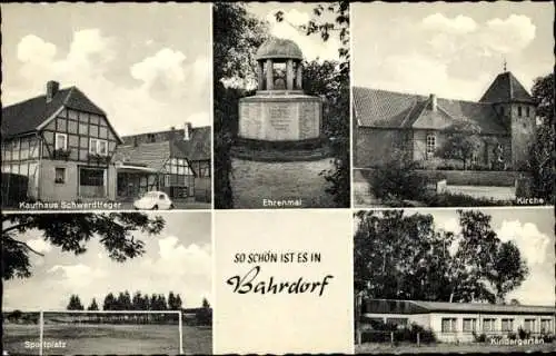 Ak Bahrdorf Kreis Helmstedt, Kaufhaus Schwerdtfeger, Ehrenmal, Kindergarten