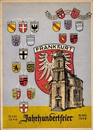 Wappen Ak Frankfurt am Main, Jahrhundertfeier 1948, Kirche