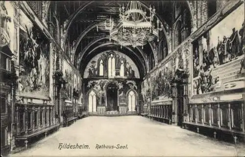 Ak Hildesheim in Niedersachsen, Rathaus, Saal