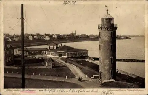 Ak Nordseebad Cuxhaven, Seepavillon mit Leuchtturm