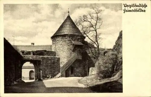 Ak Elsterberg im Vogtland, Burgruine, Teilansicht v. Innenhof aus