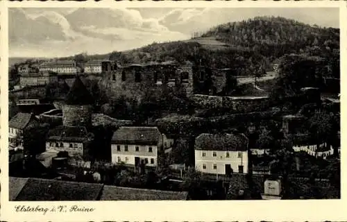 Ak Elsterberg an der Weißen Elster Vogtland, Blick auf die Ruine, Teilansicht der Stadt