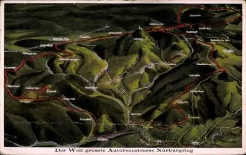 Landkarten Ak Nürburg in der Eifel, Der Nürburgring, Autorennstraße