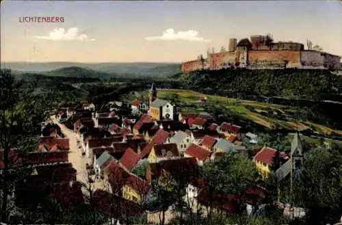 Ak Thallichtenberg Rheinland Pfalz, Kirche, Burg Lichtenberg, Panorama vom Ort