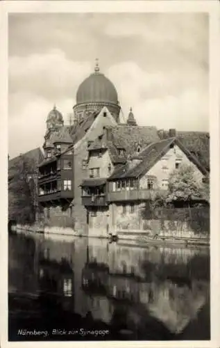 Ak Nürnberg in Mittelfranken Bayern, Synagoge, Fluss