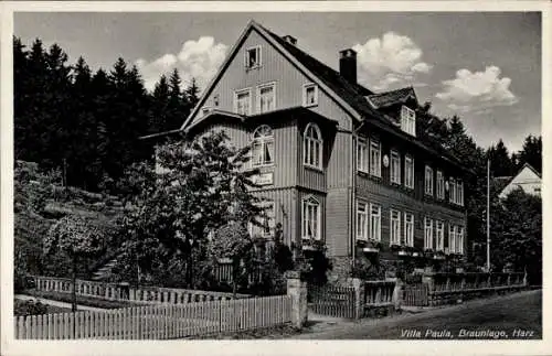 Ak Braunlage Harz, Blick auf die Villa Paula, Garten