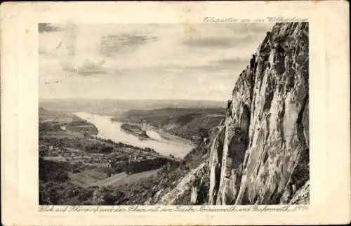 Ak Rhöndorf Bad Honnef Rhein Sieg Kreis, Felspartie an der Wolkenburg, Ort mit Umgebung