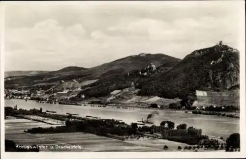 Ak Königswinter am Rhein, Drachenfels, Dampfschiff