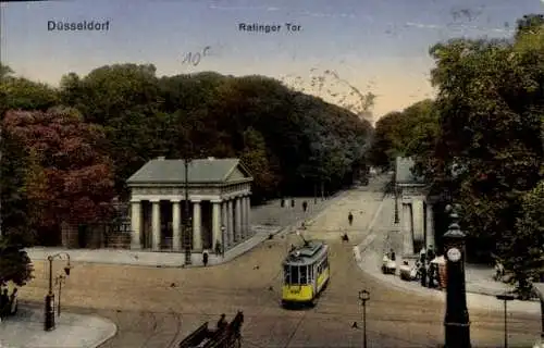 Ak Düsseldorf am Rhein, Ratinger Tor, Straßenbahn