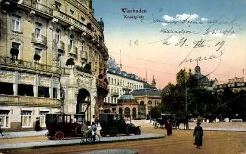 Ak Wiesbaden in Hessen, Blick auf den Kranzplatz, Autos