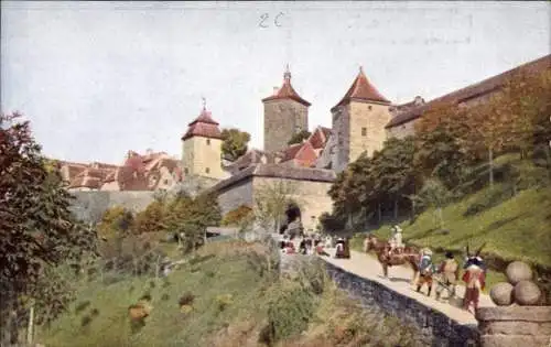 Künstler Ak Rothenburg ob der Tauber Mittelfranken, Kobolzeller Tor und Steig 