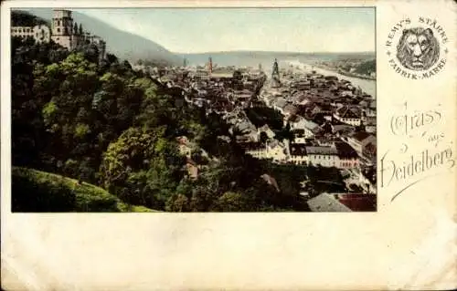 Ak Heidelberg am Neckar, Panorama des Ortes, Remys Stärke Fabrik Marke