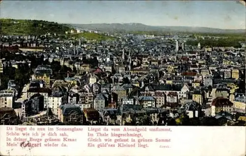 Ak Stuttgart in Württemberg, Gesamtansicht, Gedicht