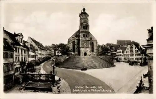Ak Schwäbisch Hall in Württemberg, Marktplatz und Michaeliskirche