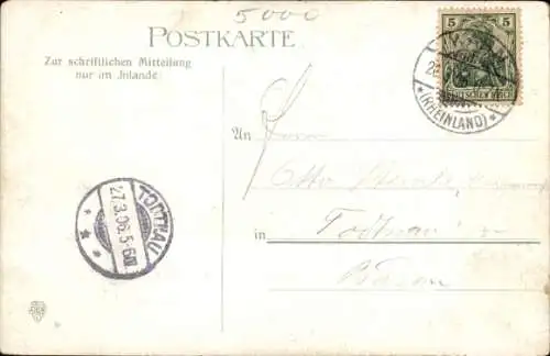 Litho Köln am Rhein, Panorama, Brücke, Dom